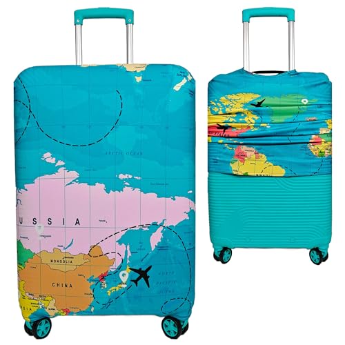 Image of Printed Luggage Cover for Traveling Bag & Suitcase - Stretchable & Scratchproof Trolley Protector with Velcro Lock & Lightweight Washable Material(Suitcase Bag Not Included, Only Cover in Product)