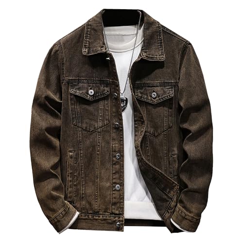 Maiyifu-GJ Men's Casual Lapel Jean Jacket Slim Fit Distressed Trucker Denim Jackets Spring Fall Lightweight Motorcycle Coats