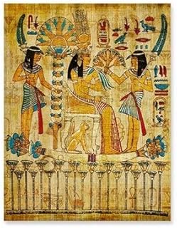 xmydeshoop Egitto Arte della Parete Pittura su Tela Carta Pergamena Vecchio Stile Poster Antico Stampe Retro Immagine egiziana Decorazione murale King Tut Queen (V-41) 50X70CM No Frame