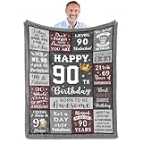 Fouca Regalos de cumpleaños número 90 para hombres, manta de 90 cumpleaños de 60