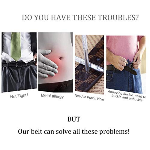 Image of No Buckle Belt for Men Black Stretch Adjustable Invisible Belts for Jeans Pants