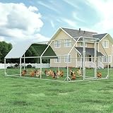 Heavy-Duty & Stable Structure: Crafted from quality galvanized steel, our chicken run features superior rust and corrosion resistance. And this chicken coop have integrated extra support columns and triangular reinforcement to ensure structural stabi...