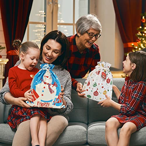 Moretoes 36Pcs Christmas Drawstring Gift Bags With 8 Sizes 8 Designs Assorted Foil Wrapping Christmas Gift Santa Goody Bags Upgraded With Tags For Xmas Holiday Presents Party Favor #TOP6