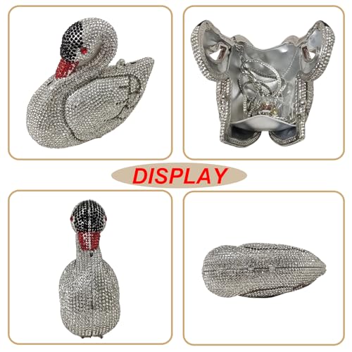 Image of Elegant Swan Evening Purse Animal Crystal Clutch Women Minaudiere Handbag Party Luxury Rhinestone Bag | Animal Crystal