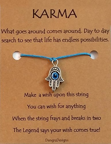 Thoughtful Greeting Card and Wish Bracelet Karma with Evil Eye Charm - Charmed Greeting