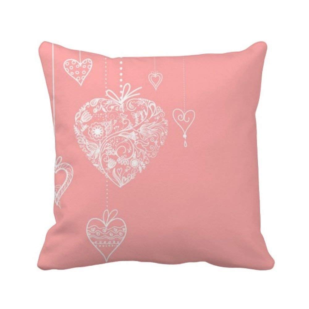 Housse de coussin carrée Saint-Valentin avec cœurs roses pour décoration de canapé