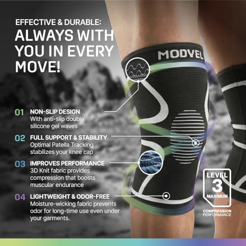 Image of Modvel 2 Pack Knee Brace for Women - Knee Support for Walking, Knee Compression Sleeves for Pain Relief, Knee Sleeves for Women, Knee Brace for Sports, Workouts & Arthritis