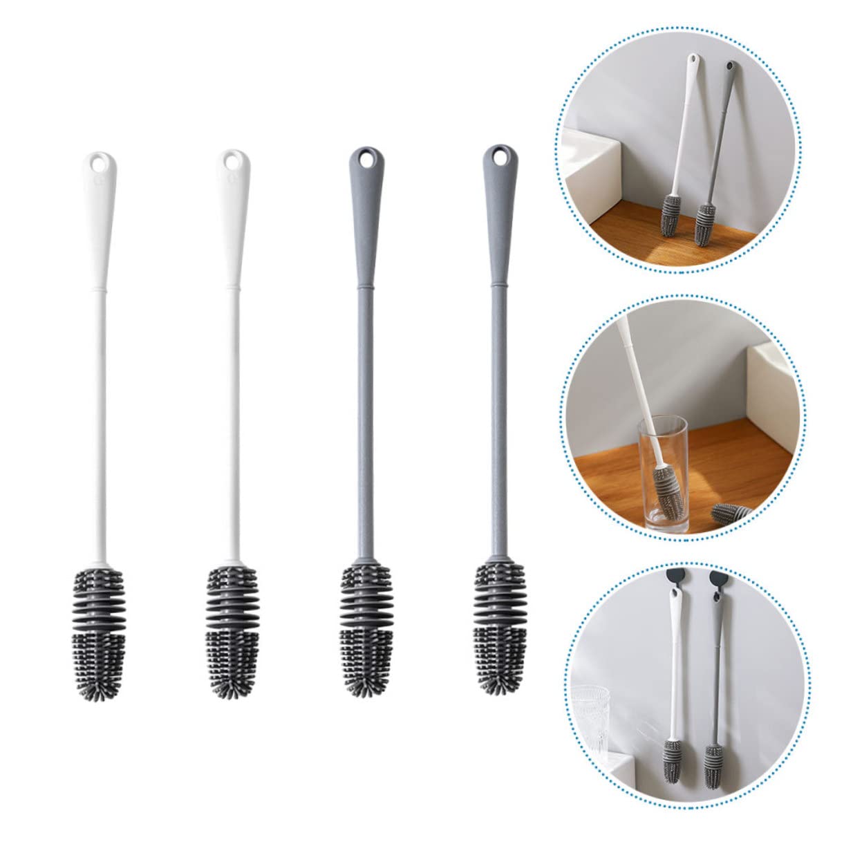 FOMIYES 4pcs Cup Brush Bottle Cleaner Glass Cup Cleaner Bottle Washer