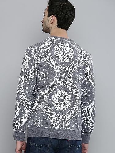 Image of The Indian Garage Co Men Regular Fit Floral Crew Neck Overhead Sweatshirt