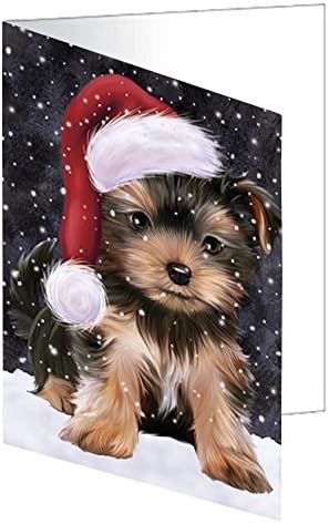 Christmas Dog House Yorkshire Terrier Dog Greeting Cards - Adorable Pets Invitation Cards with Envelopes - Pet Artwork Christmas Greeting Cards (50 Greeting Card)