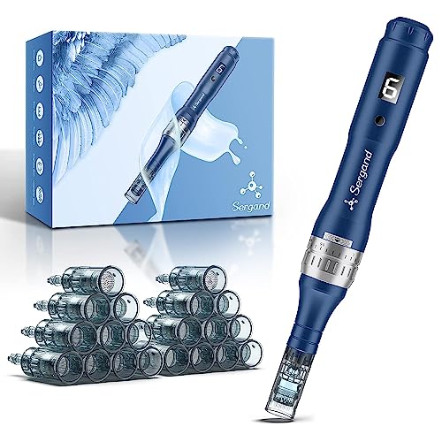 Professional Wireless Microneedling Pen with 20 Replacement Cartridges – Adjustable Micro Needling Professional Microneedle Machine,6 Pcs 16-Pin+6 Pcs 36-Pin+6 Pcs 42-Pin+2 Pcs Nano-Blue