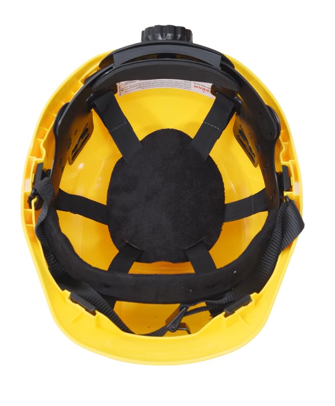 Image of KARAM PN571 Lightweight ABS Safety Helmet for Construction & Outdoor Activities | Adjustable Chin Strap & Rachet Type Adjustment | Comfortable & Durable Hard Hat | EN Certified | Yellow
