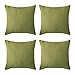Deconovo Funda cojin de Lino para Salón 4 Piezas 45x45cm Verde