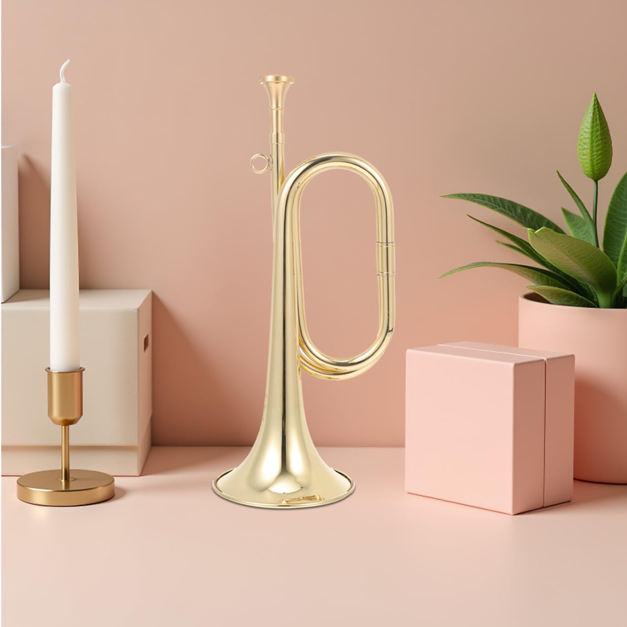 BESPORTBLE Tromba Educativa in Ottone Color Oro Design Creativo, Strumento Musicale Utile per Principianti, per Scrivania e Tavolo da Ufficio