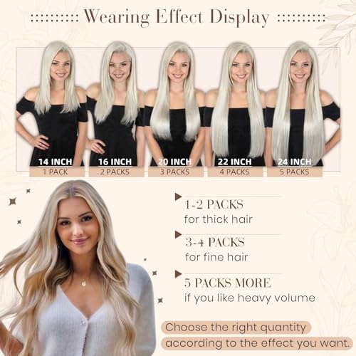 Hetto Tape in Hair Extensions Human Hair Ash Blonde with Bleach Blonde 16 Inch, Invisible Tape Hair Extensions - Image 4