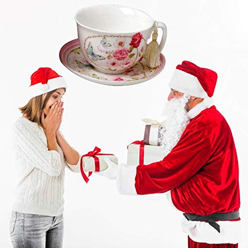 Lightahead Bone China Cappuccino Coffee Tea Cup and Saucer Set in attractive gift box in pretty pink Floral design 10 oz