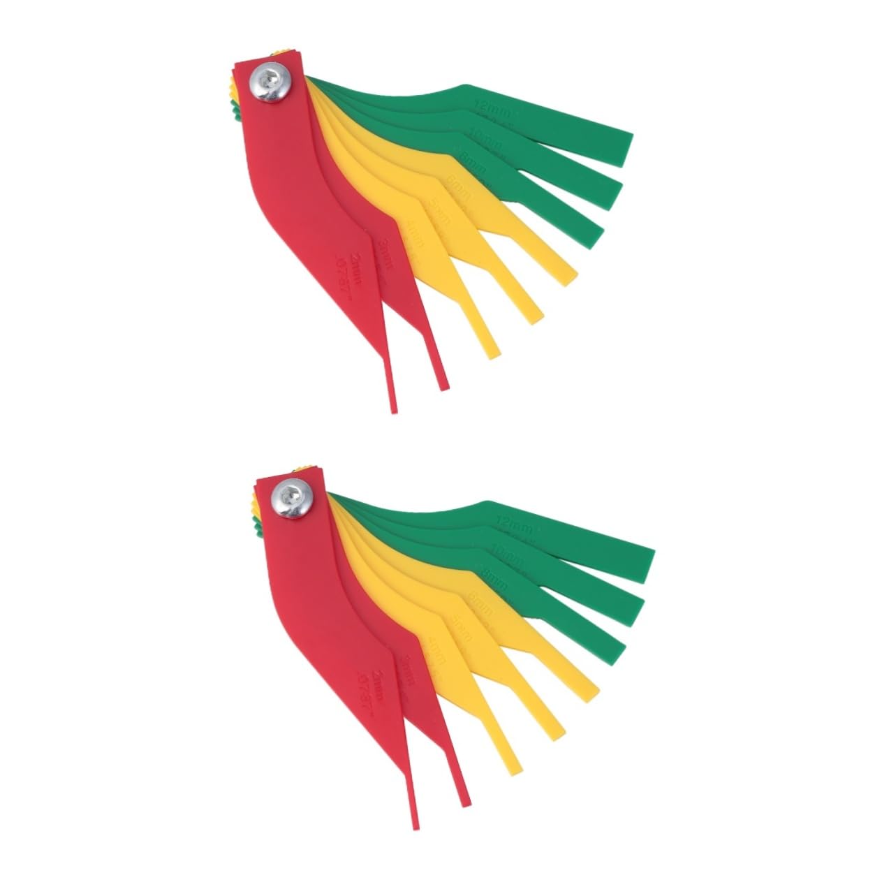 GRIRIW 2pcs Car Brake Pad Measuring Scale Thickness Gauge Color Coding System for Driving Lightweight and Portable Brake Pad Inspection Tool