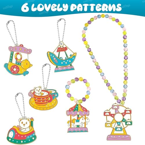 Image of Zest 4 Toyz Crystal Pendant Making Set DIY | Jewellery Making Materials kit | Craft Kit for Pendant Decoration with 6 Colors Paint Tubes and Beads | Creative Fun Activity Birthday Gift for Girls age 8 9 10 11