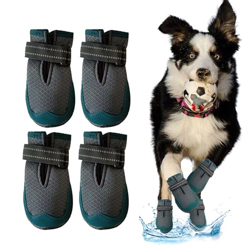 Dog Shoes for Large Small Medium Dogs – Breathable Dog Boots for Summer Hot Pavement Waterproof Paw Protector for Outdoor Walking (Gray and Green, 7 (Width 2.64 inch) for 63-78 lbs) Dog Shoes for Large Small Medium Dogs – Breathable Dog Boots for Summer Hot Pavement Waterproof Paw Protector for Outdoor Walking (Gray and Green, 7 (Width 2.64 inch) for 63-78 lbs)