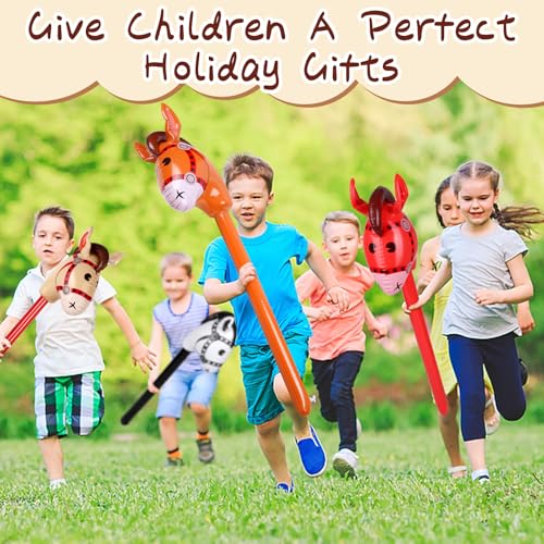 Easywiny WT1-AAA-336 12 Pcs 40 Inch Inflatable Stick Horse Colorful Horse Head Stick Balloon Horse Birthday Party Supplies Pony Stick thumb #6