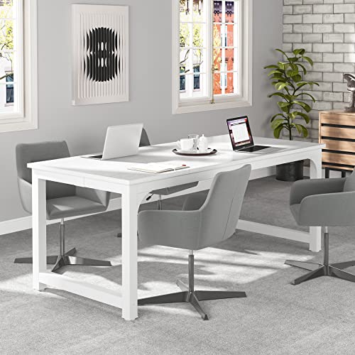 Image of Tribesigns 70.8 inchExecutive Desk, Large Office Computer Desk with Thicken Frame, Modern Simple Workstation Business Furniture for Home Office, White