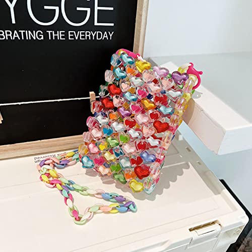 One Women's Color Beaded bags Color Red Crystal Bag Hand Knitting Glitter bead bag Acrylic3