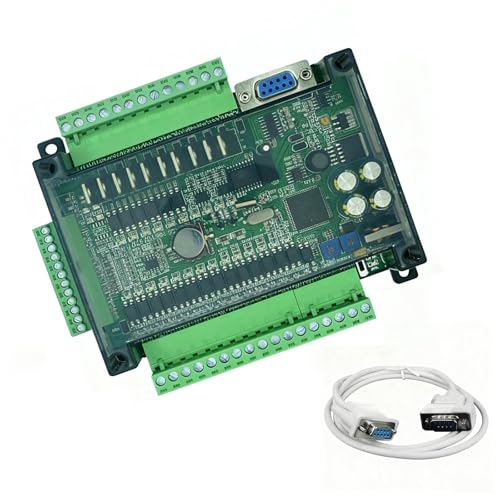 Rdxanc Programmierbare Logiksteuerung, SPS-Platine, FX3U, 24 m, mit Kabel, 14 Eingänge, 10 Transistoren, Ausgangsleitern, Logik-Programmierung