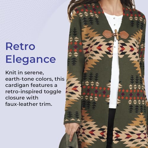 SAGEFINDS Women's Long Cardigan Sweater – Open Front Retro Geometric Print Jacket, Long Sleeve Fall Casual Coat2