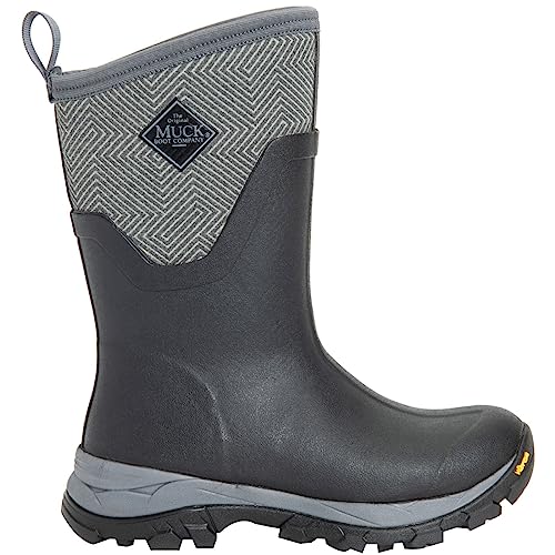 MUCK Women's Arctic Ice Mid Boot + Vibram Arctic Grip A.T., Black, Size 9(M)