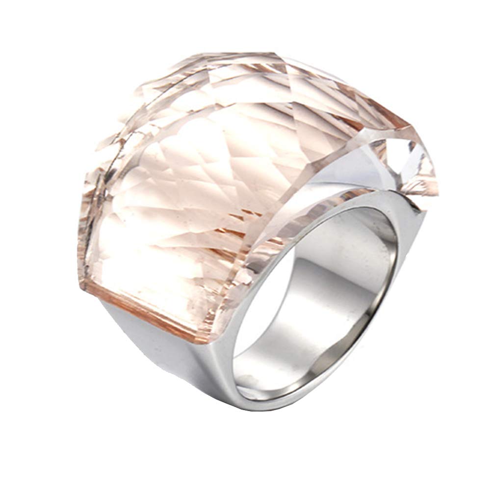 HIJONES Men Women Stainless Steel Cubic Zirconia Royal Crystal Rings Wrap Band Cocktail Style