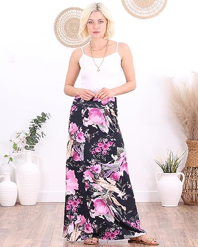Image of Popana Long Maxi Skirt for Women, Flowy Long Skirts for Women | High Waisted Soft Trendy Rayon, Sundress Convertible Skirt, Long Length Bodycon Maxi Skirt, Petite and Plus Size