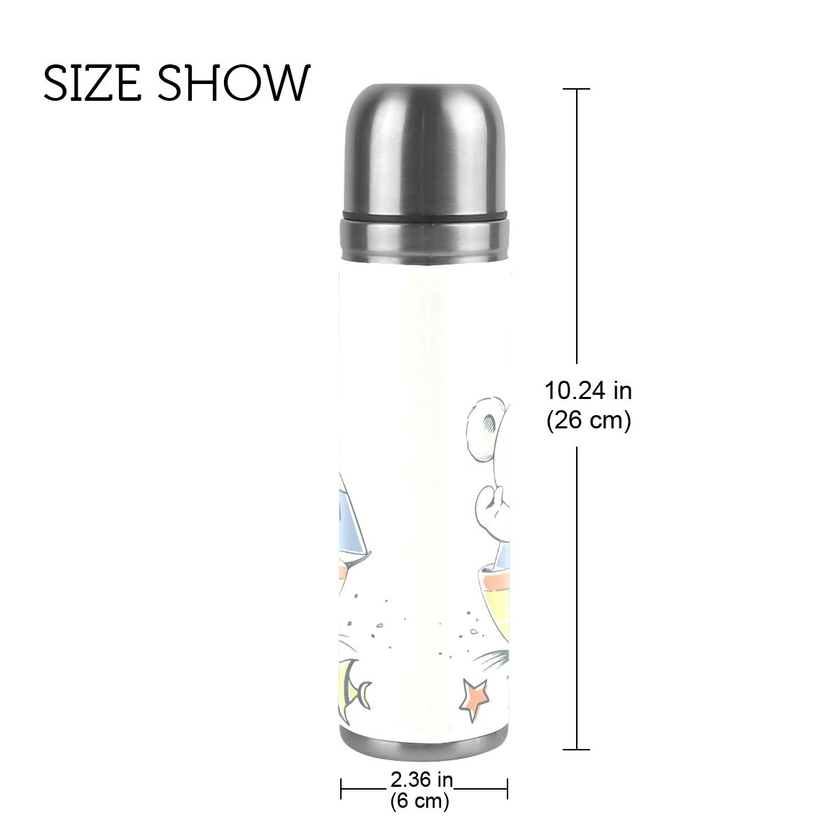 Taza de viaje aislada al vacío de acero inoxidable con doble pared a prueba de fugas, botella de taza con diseño de oso marinero con estampado personalizado impreso en piel auténtica, 500 ml