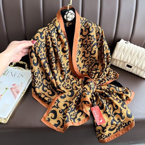 Image of ZDMHSH Fashion Scarves Scarf 100% Silk Feeling Scarf Silk Like Scarves Long Lightweight Sunscreen Shawls for Women