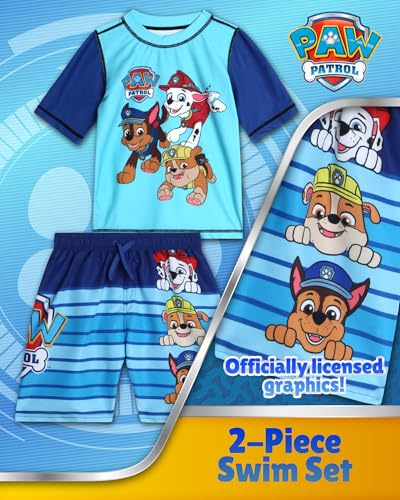 Image of Nickelodeon Paw Patrol TMNT Boys Rash Guard Set UPF 50 Swim Shirts & Trunks