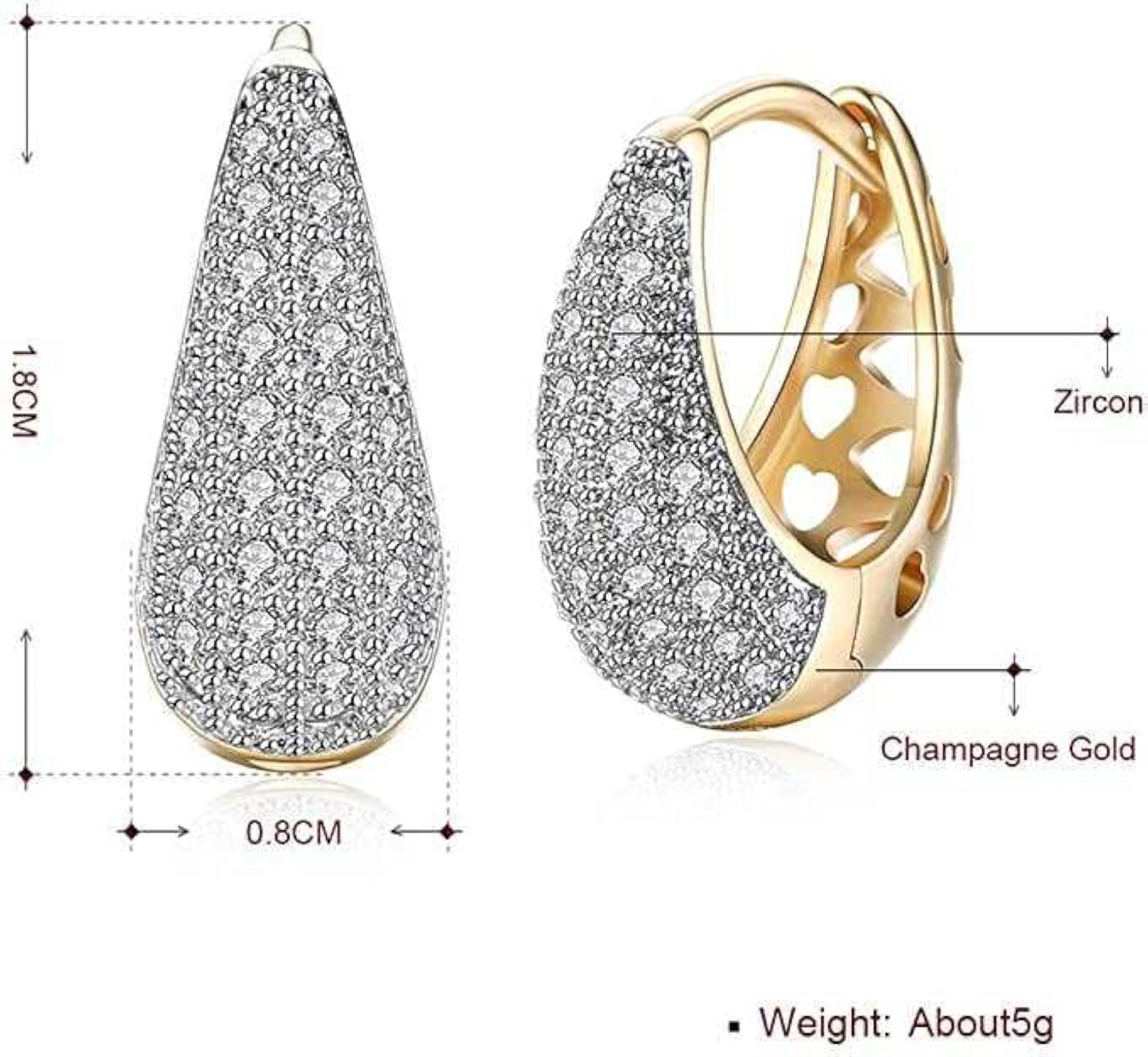 Cubic Zirconia Paved Filigree Back Hoop Earrings