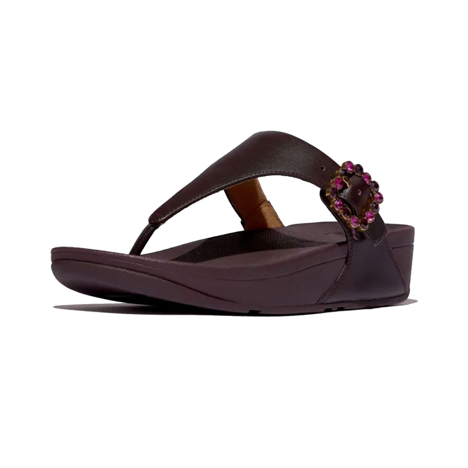 FitFlop Women's Lulu Crystal-Buckle Leather Toe-Post Sandal
