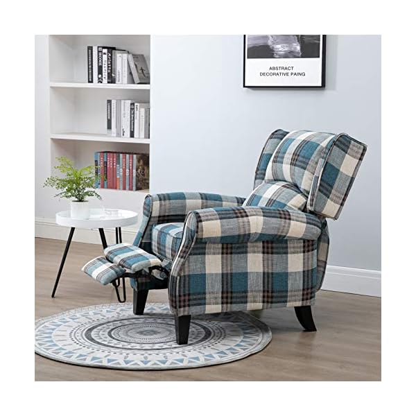 HOMCOM Single Armchair Sofa Push Back Recliner Living Room Furniture Cushion Padded Seat w/Armrest - Image 4