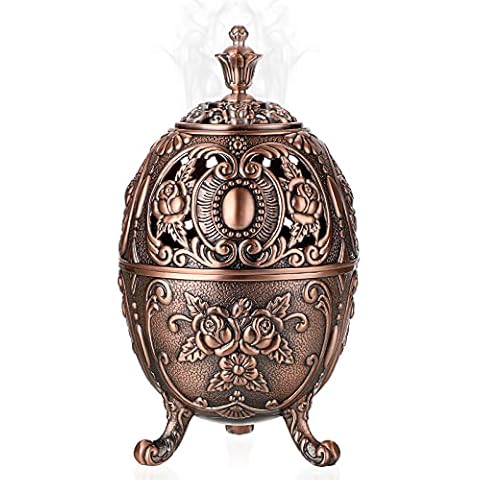 SUMNACON Vintage Räuchergefäß aus Zinklegierung mit Deckel Räucherstäbchenhalter Räucherschälchen Räucherschale Weihrauchbehälter Hausdekoration Schlafzimmer Yoga Wohnzimmer Geschenk Cover