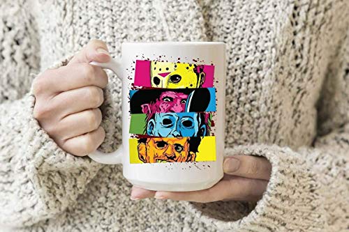 NA Tazas De Terror, Película De Terror, Jason, Michael Myers, Motosierra Texas, Freddy Krueger, Tazas De Miedo Taza con Asa, Taza De Café Reutilizable De Cerámica Aislada, Taza De Viaje De Café