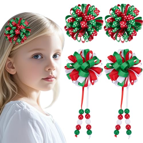 Barrettes alligator bouclées de Noël pour coiffure de fête en famille et shooting photo