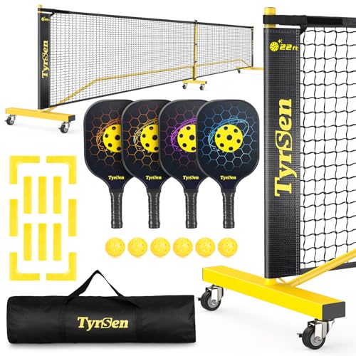 TYRSEN Pickleball Net Set - Pickleball Net on Wheels...