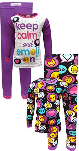AME Sleepwear Girls Keep Calm and Emoji On 4 Piece Pajama (4) White