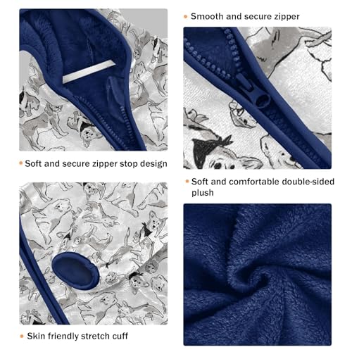 Cute Dog Toddler Fleece Jacket Baby Boys Hooded Zipper Long Sleeve Thick Warm Outerwear 3-10 Years3