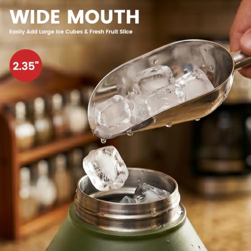 Image of 64 oz Insulated Water Bottle with 2‑in‑1 Pop‑Up Straw & Spout Lid