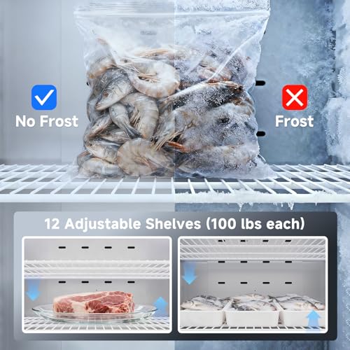 Image of Coolake 82 inch Commercial Reach-in Freezer 3 Solid Doors, 72 Cu.ft Stainless Steel Fan Cooling Upright Freezer 12 Adjustable Shelves, Commercial Freezer for Restaurant Kitchen Grocery Store Prep Area