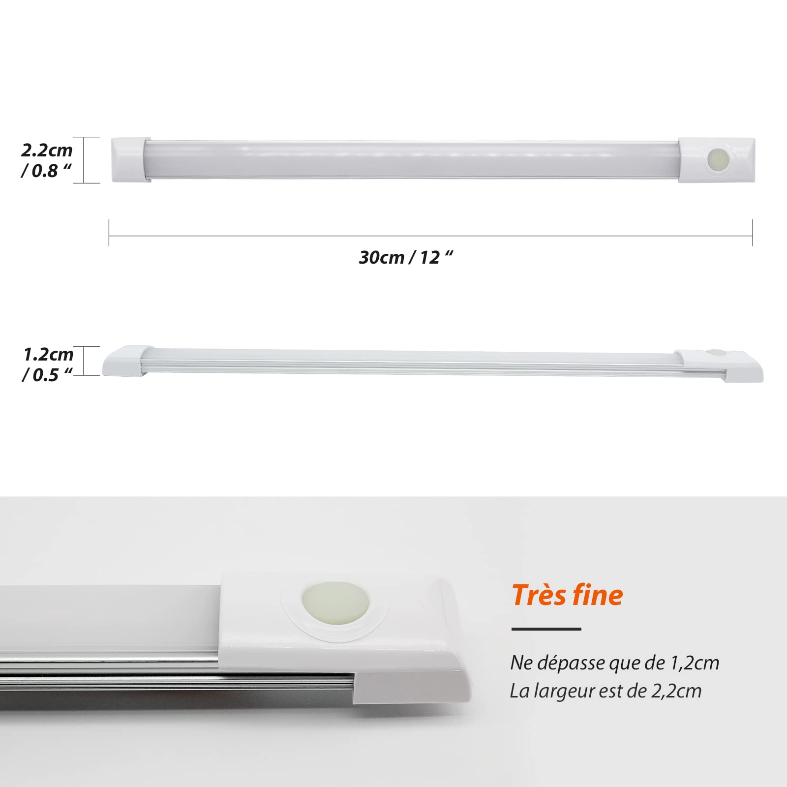 Dream Lighting Lumiere 12v Camping Car Reglette LED 30CM pour Caravane Van Camper Bateau Camion Eclairage Blanc Froid 6000K 390LM 5,6W Lampe 12v avec Interrupteur