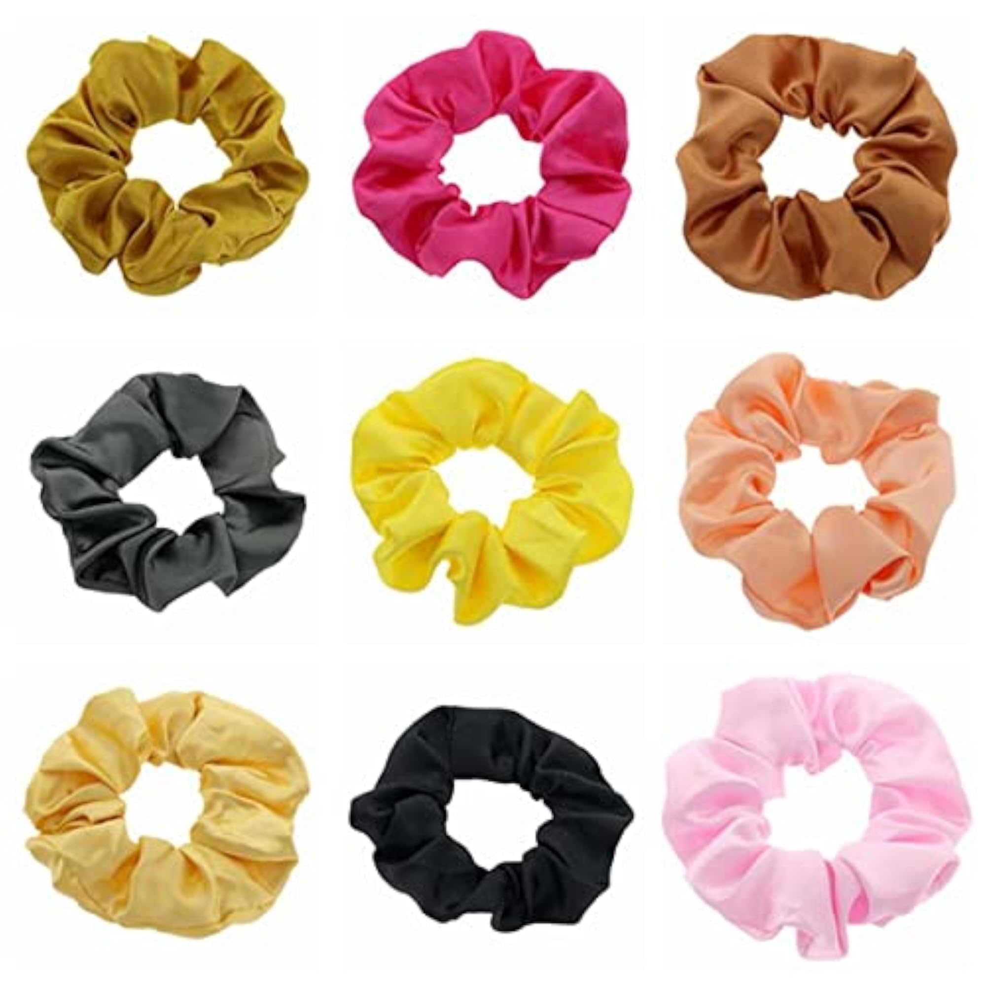 12PCS Satin Hair Scrunchie, Elastic Solid Color Ponytail Holder