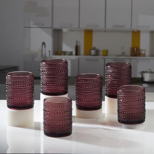Image of SASASA Vintage Hobnail Bubble Glass Set | Drinking Glasses for Water, Juice, Cocktails | Set of 6, 300ml (11759)