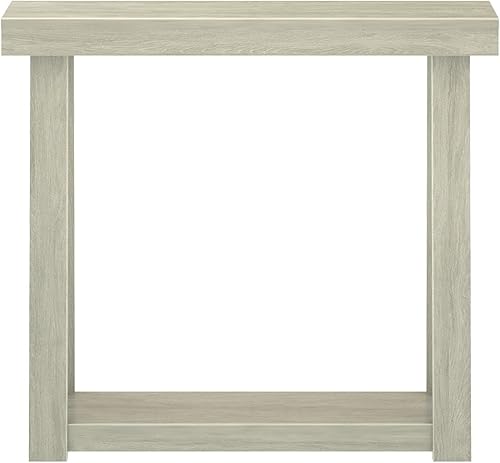 Miniatura 5 de Plank+Beam Mesa Consola de Madera Maciza con Almacenamiento, 36 Pulgadas, Mesa de Sofá con Estante, Mesa de Entrada Estrecha para Pasillo, Detrás