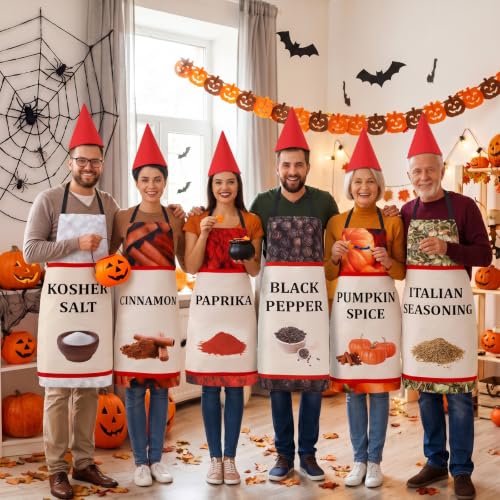 12 PCS Halloween Spice Condiments Costume for Group, Cosplay Apron and Hat - image 5